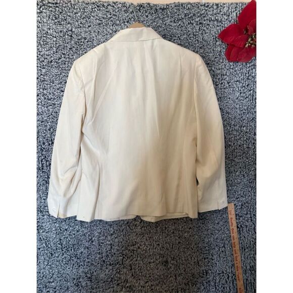 Anne Klein Women's Ivory Silk Jacket Size 10 Vintage Mid-Length Formal - Picture 8 of 11